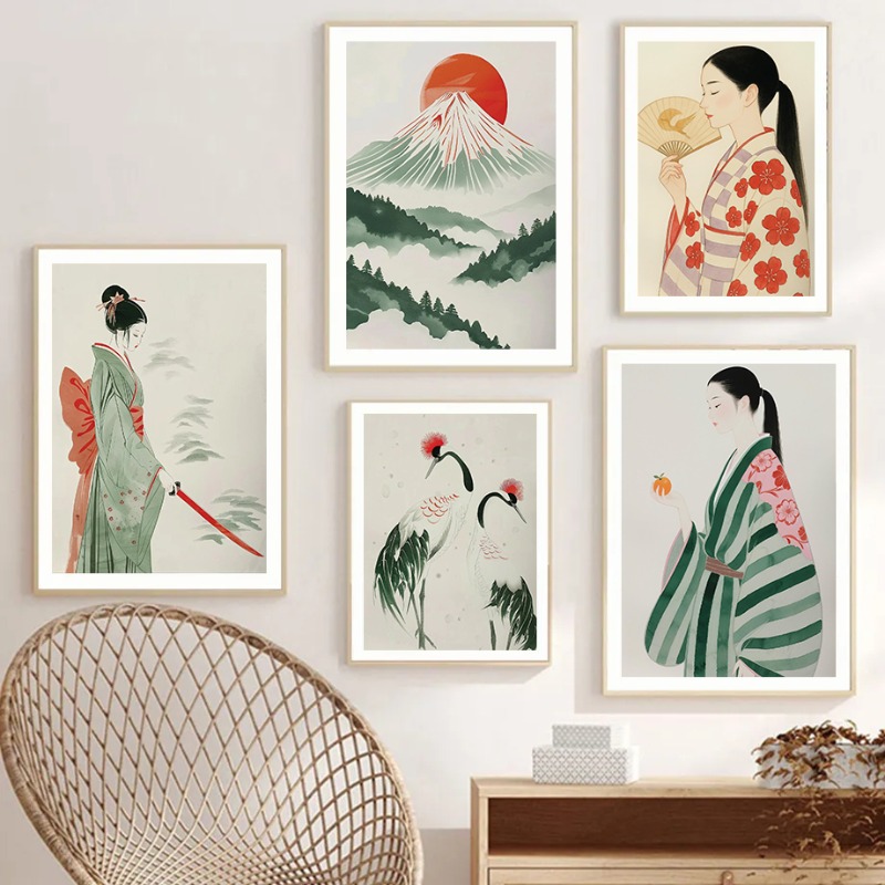 Japanese Lifestyle Home - Wzgórze Fuji i Żuraw Japoński Obraz