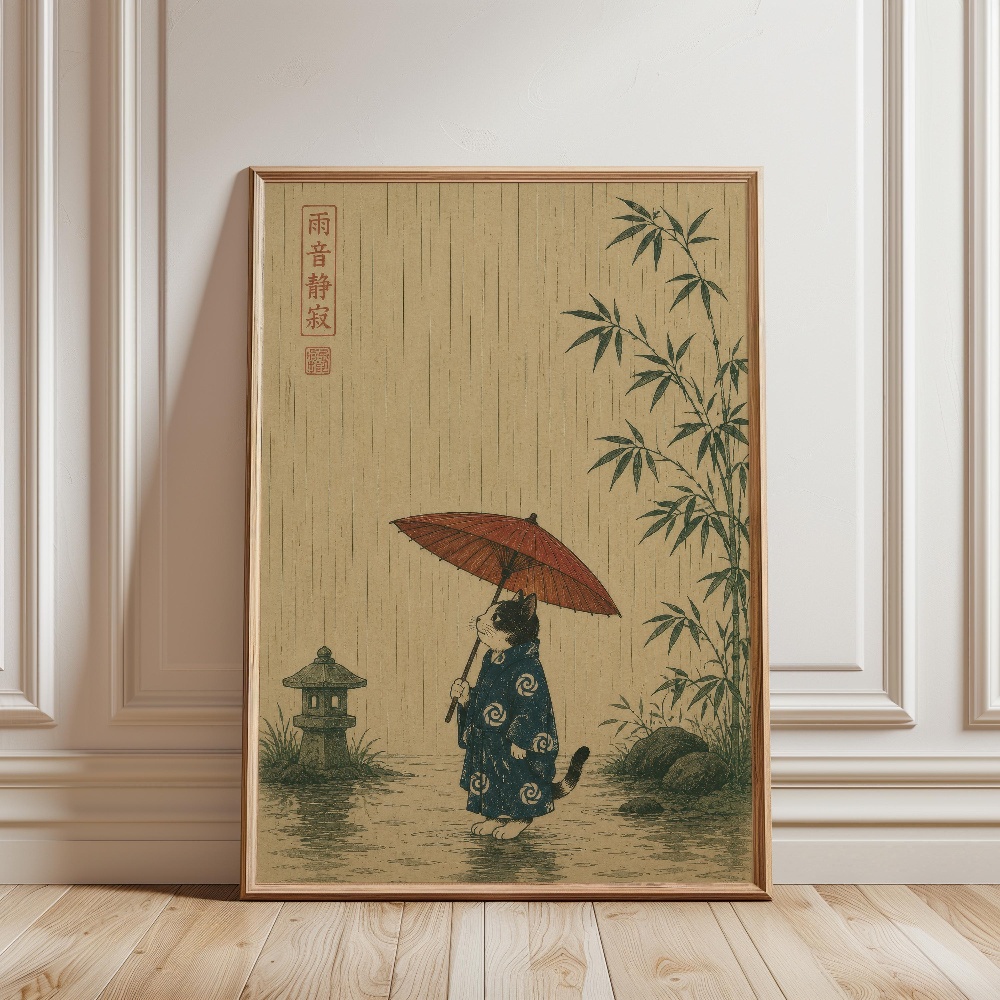 Czarny Kot Jedzący Ramen Deszc – Japanese Lifestyle Home recenzja i cena